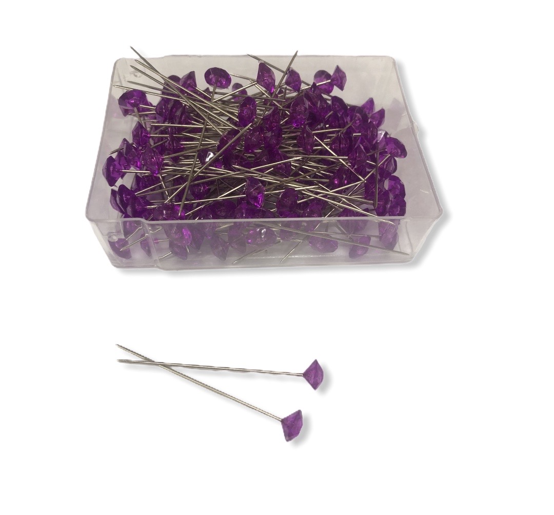 8.5MM PURPLE DIAMOND PINS, 2.0" L 144PCS